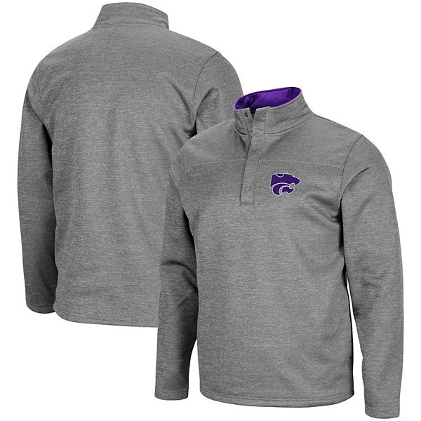 Men's Colosseum Heathered Charcoal Kansas State Wildcats Roman Pullover ...