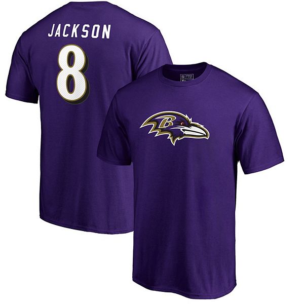 Lamar Jackson Baltimore Ravens Men's Purple Pro Line Any Name & Number Logo  T-Shirt 