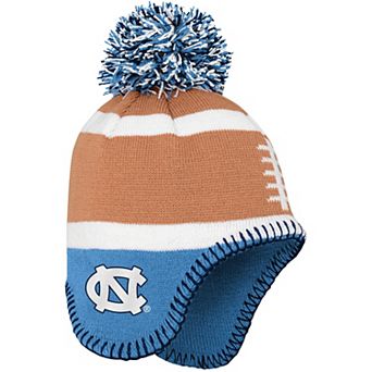 Toddler Brown/Carolina Blue North Carolina Tar Heels Football Head Knit Hat with Pom