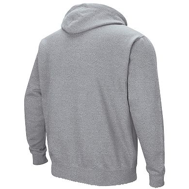 Men's Colosseum Heathered Gray Wyoming Cowboys Arch and Logo Pullover Hoodie