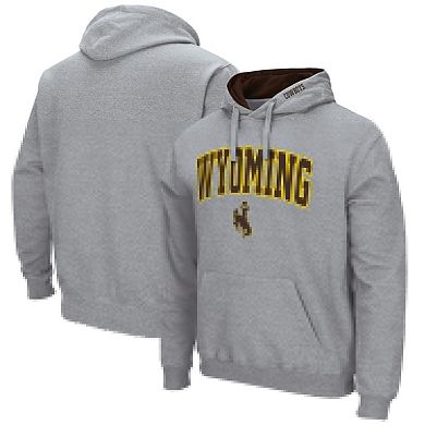 Men's Colosseum Heathered Gray Wyoming Cowboys Arch and Logo Pullover Hoodie