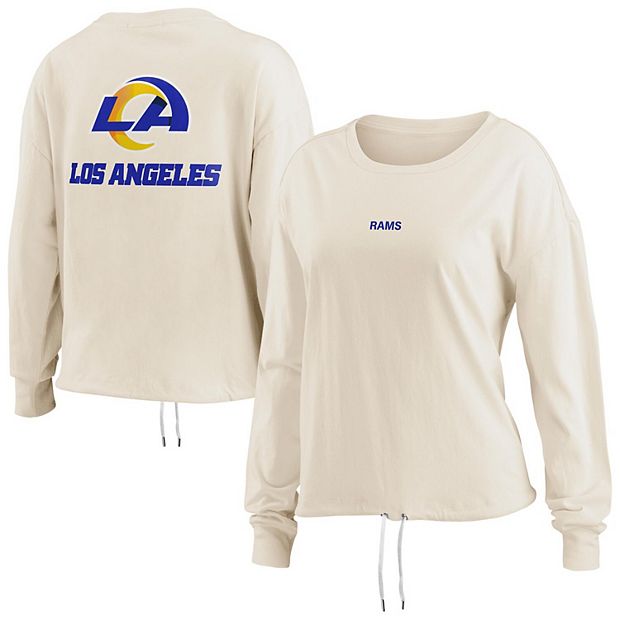 Women's WEAR by Erin Andrews Oatmeal Los Angeles Rams Long Sleeve Crop Top  Shirt