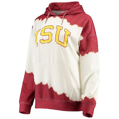 Women's Gameday Couture White/Cardinal Iowa State Cyclones For the Fun Double Dip-Dyed Pullover Hoodie