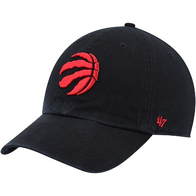 Men's '47 Black Toronto Raptors Alternate Logo Team Clean Up Adjustable Hat