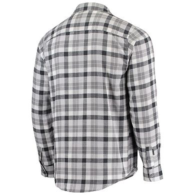Men's Antigua Charcoal/Gray Cleveland Browns Ease Flannel Long Sleeve Button-Up Shirt