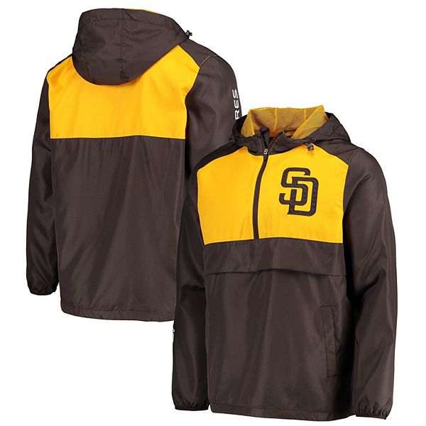 Men's G-III Sports by Carl Banks Brown/Gold San Diego Padres Lineman  Half-Zip Hoodie Jacket