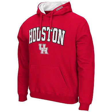 Men's Colosseum Red Houston Cougars Arch and Logo Pullover Hoodie