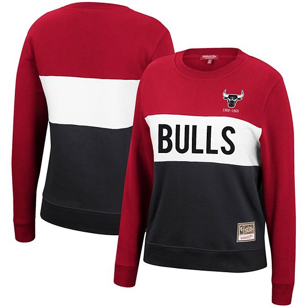 As completely handling Women's Mitchell & Ness Black/Red Chicago Bulls Hardwood Classics  Colorblock 2.0 Pullover Sweatshirt