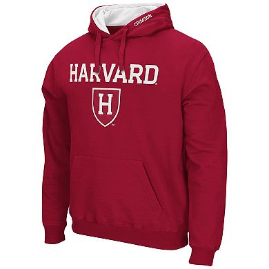Men's Colosseum Crimson Harvard Crimson Arch and Logo Pullover Hoodie