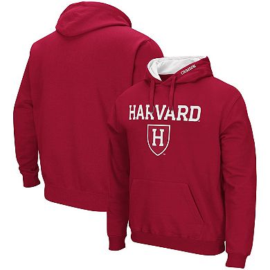 Men's Colosseum Crimson Harvard Crimson Arch and Logo Pullover Hoodie