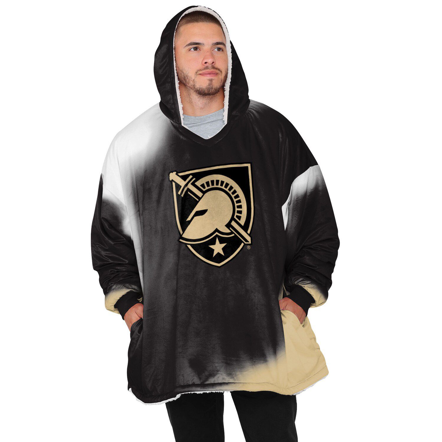 Image for Unbranded FOCO Black/White Army Black Knights Sherpa Big Logo Gradient Reversible Hoodeez at Kohl's.