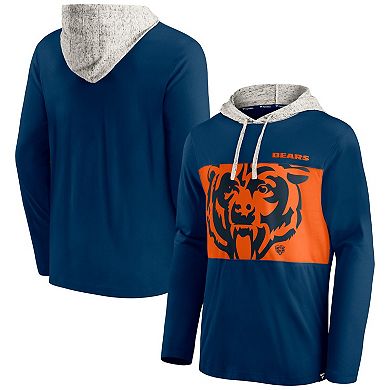 Men's Fanatics Branded Navy Chicago Bears Long Sleeve Hoodie T-Shirt