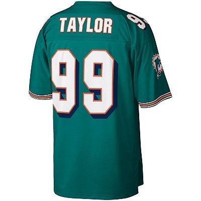 Men s Mitchell Ness Jason Taylor Aqua Miami Dolphins Legacy Replica Jersey