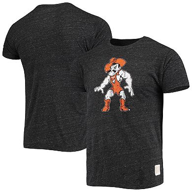 Men's Original Retro Brand Black Oklahoma State Cowboys Wrestler Slub Vintage Tri-Blend T-Shirt