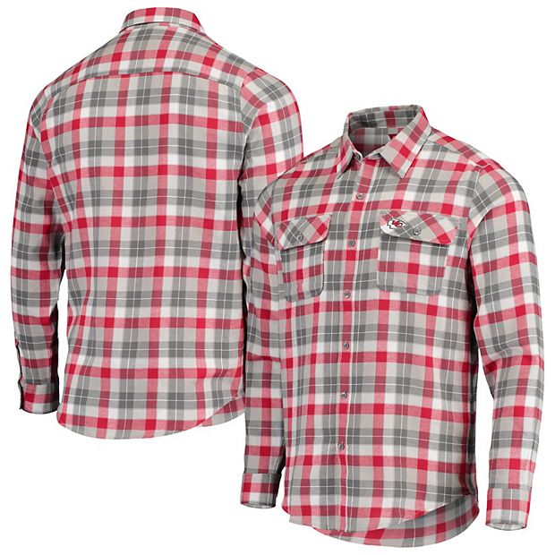 Men's Antigua Black/Gray Philadelphia Eagles Ease Flannel Long Sleeve Button-Up  Shirt