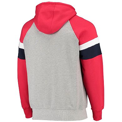 Men's Starter Heathered Gray/Red Washington Capitals Homerun Raglan Pullover Hoodie