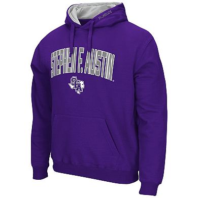 Men's Colosseum Purple Stephen F Austin Lumberjacks Arch and Logo Pullover Hoodie