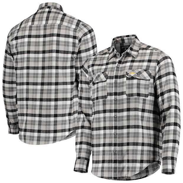 Men's Antigua Black/Gray Philadelphia Eagles Ease Flannel Long Sleeve  Button-Up Shirt