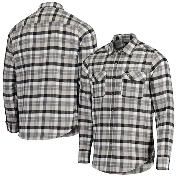 Men's Antigua Black/Gray Las Vegas Raiders Ease Flannel Long