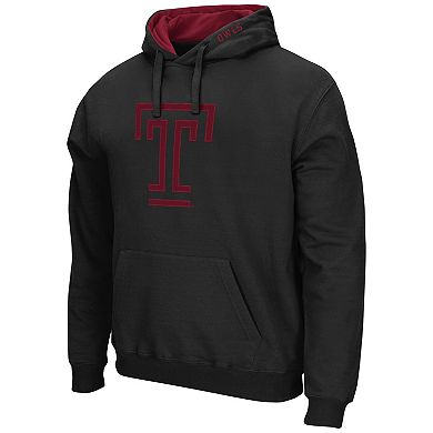 Men's Colosseum Black Temple Owls Arch and Logo Pullover Hoodie