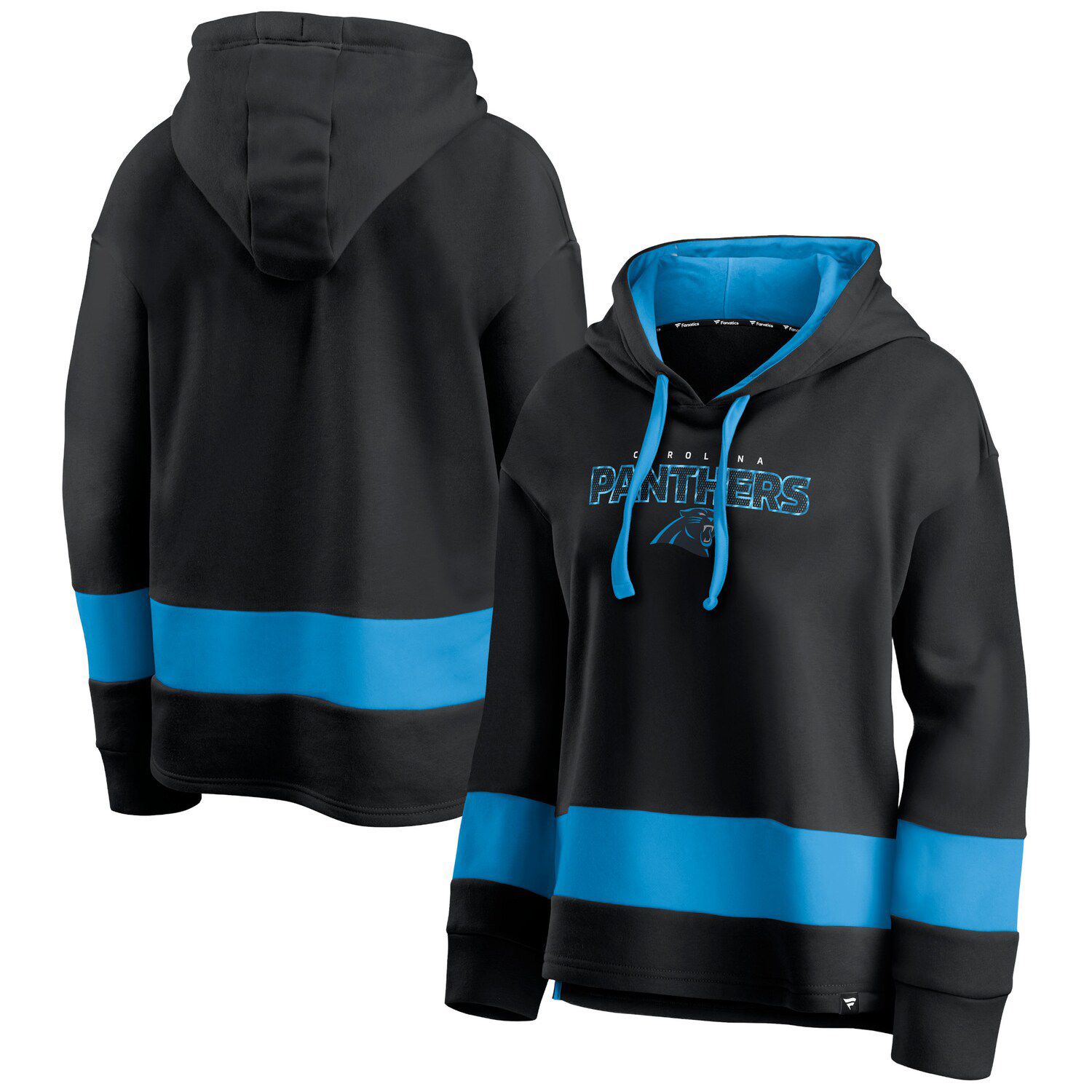 Women's Fanatics Branded Heather Gray/Black Carolina Panthers Blind Side Raglan Full-Zip Hoodie Size: Medium