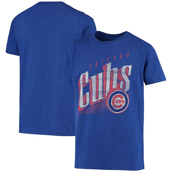 Chicago Cubs Youth Distressed Team Logo T-Shirt - Royal Blue