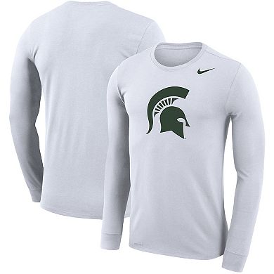 Men's Nike White Michigan State Spartans School Logo Legend Performance Long Sleeve T-Shirt
