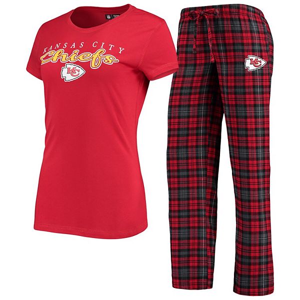 Women's Red/Black Kansas City Chiefs Plus Size Lodge Top & Pants Sleep Set