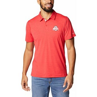 Men's Columbia Scarlet Ohio State Buckeyes Tech Trail Space Dye Omni-Shade Polo