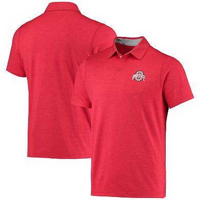 Men's Columbia Scarlet Ohio State Buckeyes Tech Trail Space Dye Omni-Shade Polo