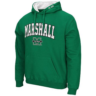 Men's Colosseum Kelly Green Marshall Thundering Herd Arch and Logo Pullover Hoodie