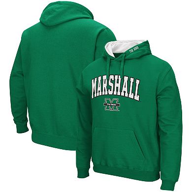 Men's Colosseum Kelly Green Marshall Thundering Herd Arch and Logo Pullover Hoodie