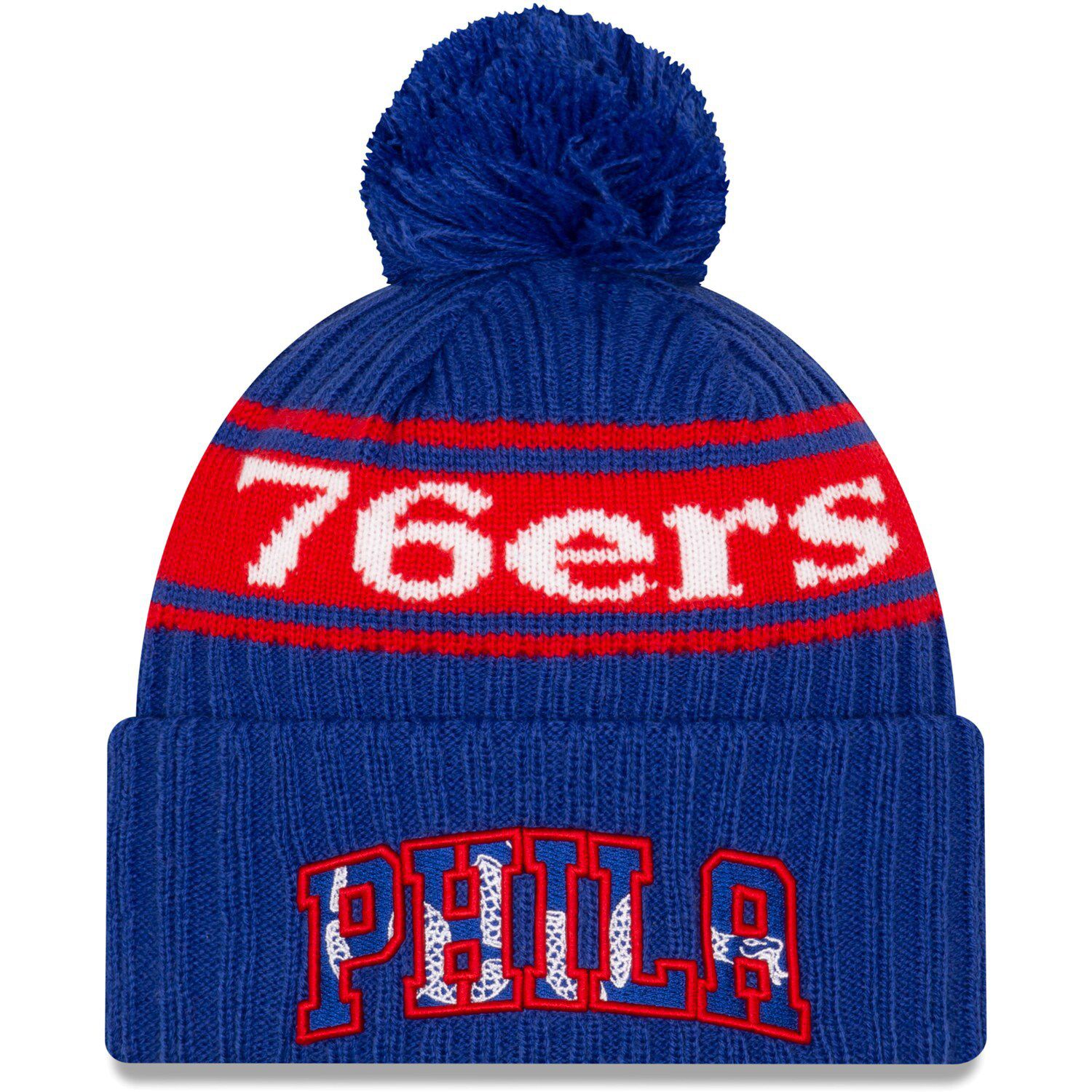 Men's New Era Royal/Red Buffalo Bills 2021 NFL Sideline Historic Pom Cuffed Knit  Hat