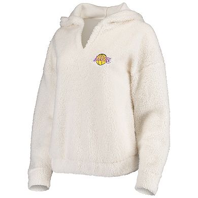 Women's Concepts Sport Cream Los Angeles Lakers Fluffy Long Sleeve Hoodie Top & Shorts Sleep Set
