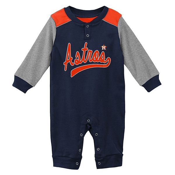 Newborn & Infant Navy/Heathered Gray Houston Astros Scrimmage Long Sleeve  Jumper