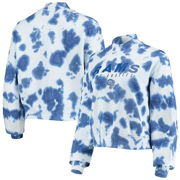 Women's Junk Food Royal Los Angeles Rams Tie-Dye Cropped Pullover Sweatshirt