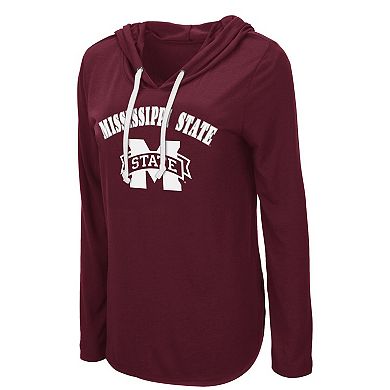 Women's Colosseum Maroon Mississippi State Bulldogs My Lover Lightweight Hooded Long Sleeve T-Shirt