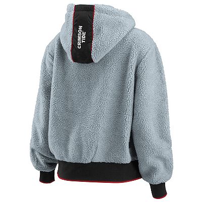 Women s WEAR by Erin Andrews Gray Alabama Crimson Tide Sherpa Full Zip Hoodie