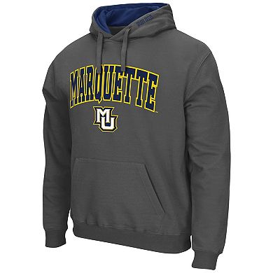 Men's Colosseum Charcoal Marquette Golden Eagles Arch and Logo Pullover Hoodie