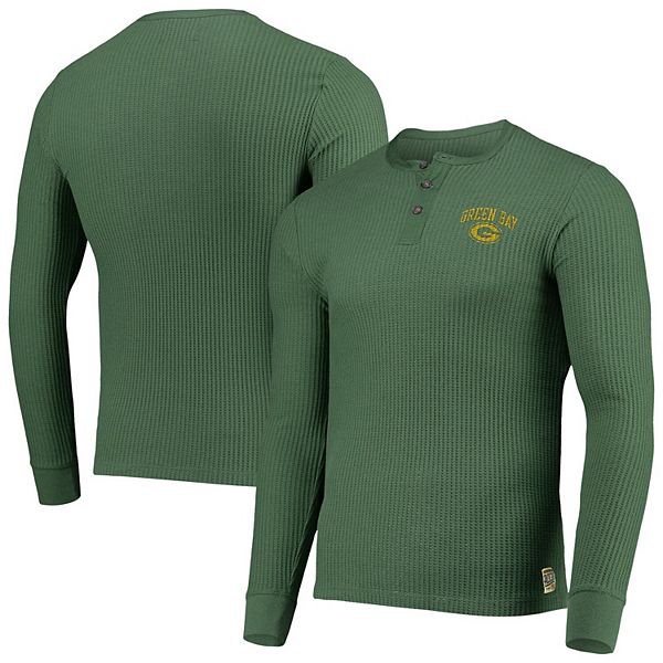 Men's Junk Food Green Green Bay Packers Thermal Henley Long Sleeve T-Shirt