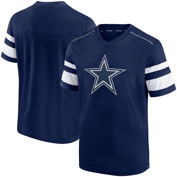 Men's Fanatics Branded Navy Dallas Cowboys Textured Hashmark V-Neck T-Shirt