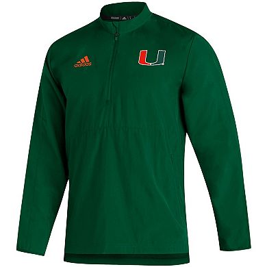 Men's adidas Green Miami Hurricanes 2021 Sideline AEROREADY Quarter-Zip Jacket