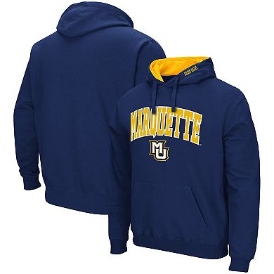 Men's Colosseum Navy Marquette Golden Eagles Arch and Logo Pullover Hoodie