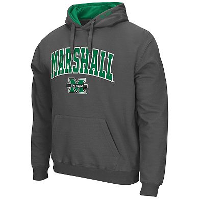 Men's Colosseum Charcoal Marshall Thundering Herd Arch and Logo Pullover Hoodie