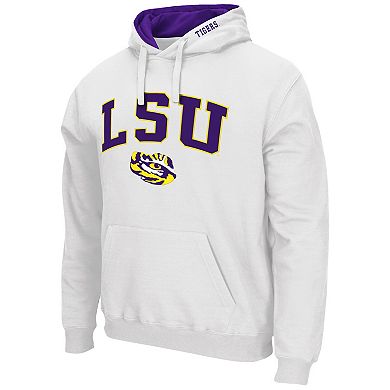 Men's Colosseum White LSU Tigers Arch & Logo 3.0 Pullover Hoodie