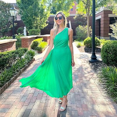 Women's Nicole Miller One Shoulder Pleated Maxi Dress