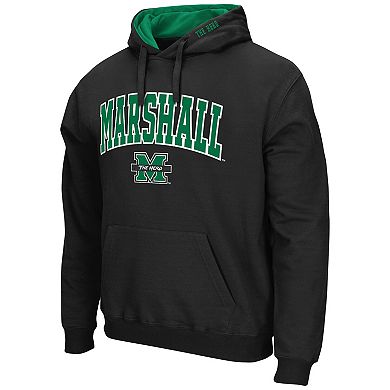 Men's Colosseum Black Marshall Thundering Herd Arch and Logo Pullover Hoodie