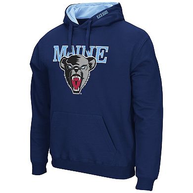 Men's Colosseum Navy Maine Black Bears Arch and Logo Pullover Hoodie
