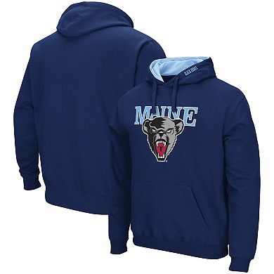 Men's Colosseum Navy Maine Black Bears Arch and Logo Pullover Hoodie