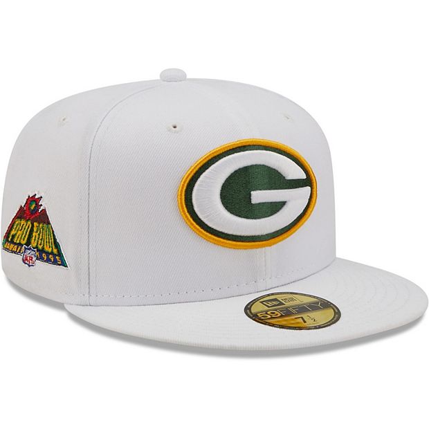 Men's New Era White Green Bay Packers 1995 Pro Bowl Patch Undervisor 59FIFY Fitted Hat